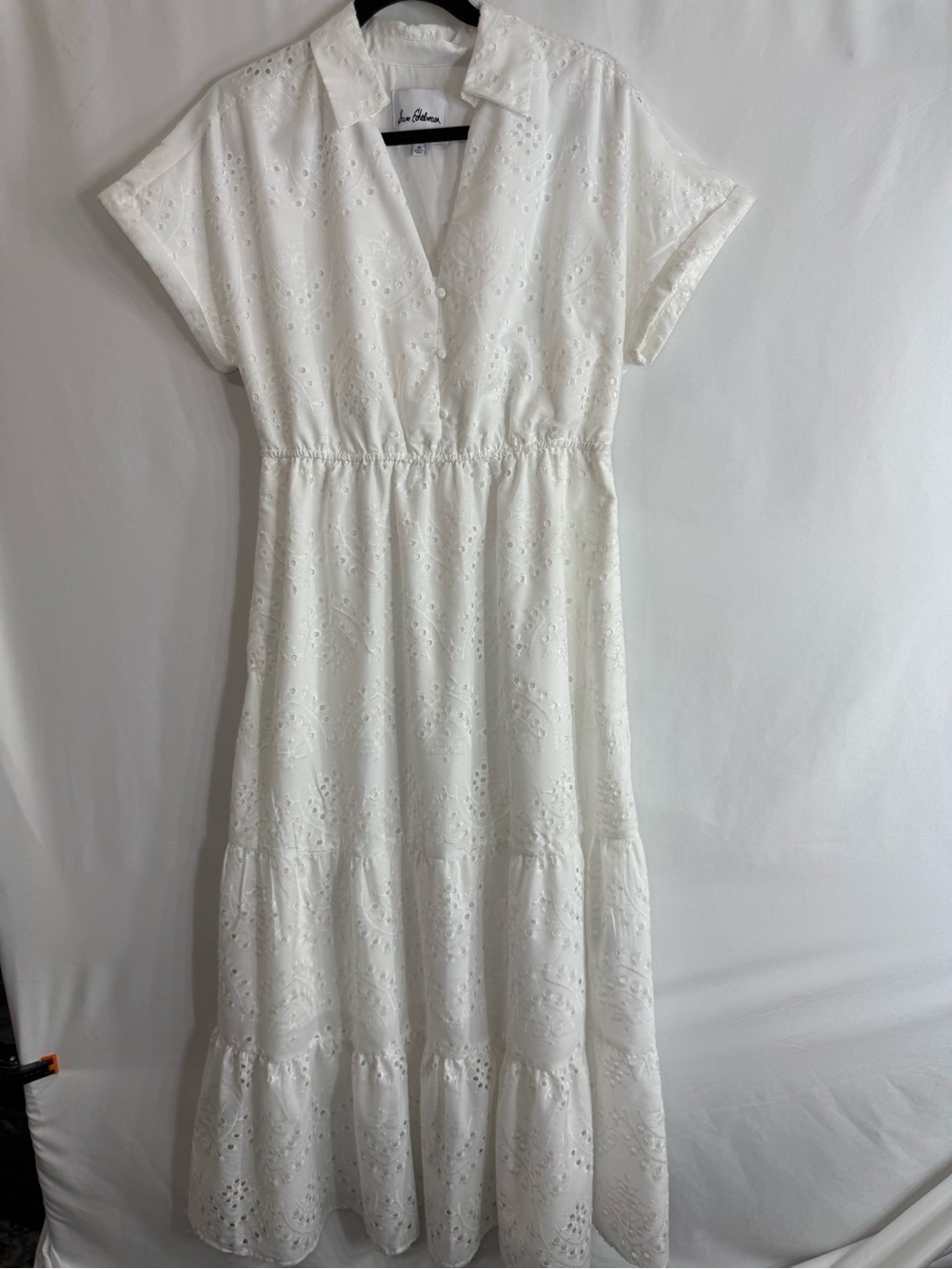 Sam Edelman White Eyelet Tiered Maxi Shirtdress, Size 10 NWoT - Picture 2 of 11